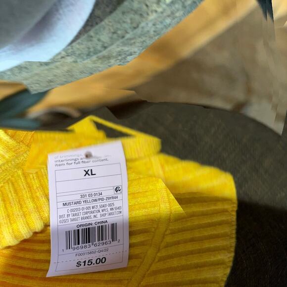 Wild Fable bra-like knit top, yellow, women's size XL - Picture 7 of 8